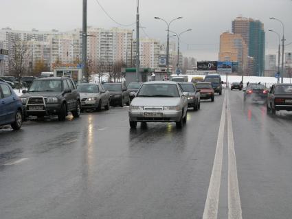 авто дорога осенняя осень скользкая гололед мокро мокрая снег