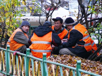 Гастарбайтеры делят колбасу