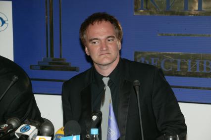 Американский режиссер Квентин Тарантино во время его визита в Москву на 26-й Московский Международный кинофестиваль, 16 июня 2004, Россия.