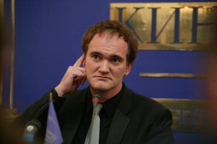 Американский режиссер Квентин Тарантино во время его визита в Москву на 26-й Московский Международный кинофестиваль, 16 июня 2004, Россия.