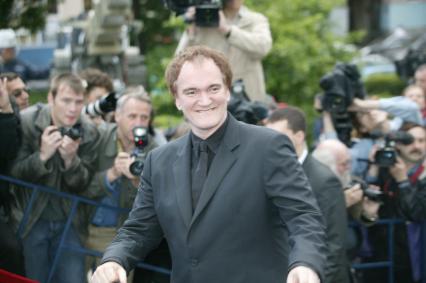 Американский режиссер Квентин Тарантино во время его визита в Москву на 26-й Московский Международный кинофестиваль, 16 июня 2004, Россия.