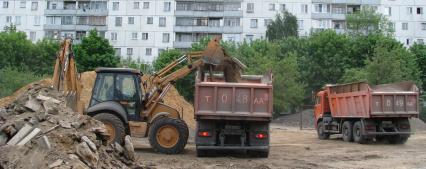 камаз трактор песок стройка раскопки погрузка работа техника