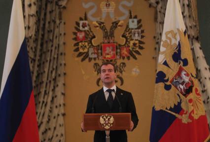 Дата: 30.06.2010, Время: 13:04. Выступление президента России Дмитрия Анатольевича Медведева на приеме выпускников высших военных учебных заведений.
