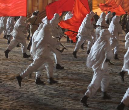 Дата съемки : 03.11.2010.
На Красной площади прошла репетиция шествия в честь парада 1941 года .
На фото : Солдаты отрабатывают элементы строевой подготовки и имитируют парад 1941 года