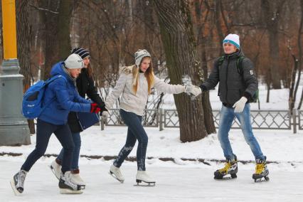 Г. москва. Парк культуры и отдыха Сокольники. Семейный отдых. коньки каток