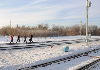 Московская окружная железная дорога (МОЖД), Москва, январь 2011 года. Поезд. Пути.