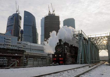 Московская окружная железная дорога (МОЖД), Москва, январь 2011 года. Поезд. Пути. Локомотив. Товарный. Паровоз. СИТИ.