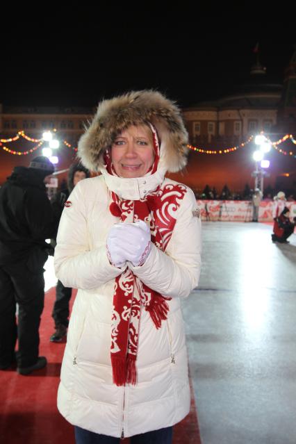 5 декабря 2010 года. Открытие ГУМ-Катка на Красной площади. На снимке: телеведущая Татьяна Лазарева.