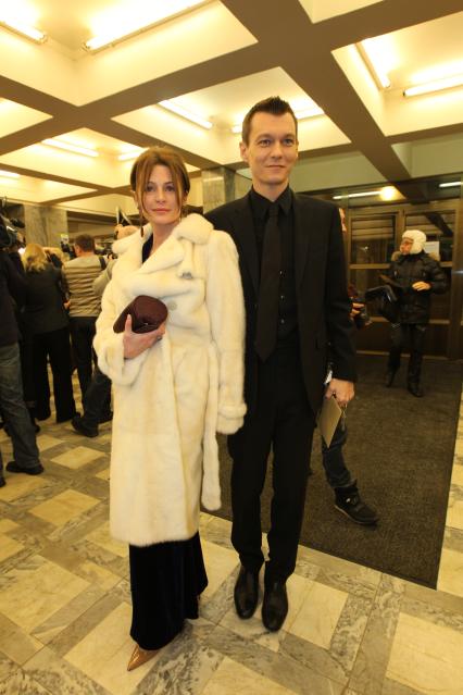 21 января 2011 Мосфильм. Вручение премии Национальной Академии кинематографических искусств и наук России ЗОЛОТОЙ ОРЕЛ. На снимке: актриса Оксана Фандера и режиссер Филипп Янковский.