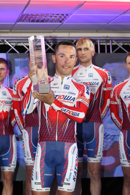 26 января 2011. Россия. Москва. Участник команды сезона 2011 года Хоакин Родригес на презентации команды национального российского велопроекта Катюша Общероссийского проекта развития велосипедного спорта.