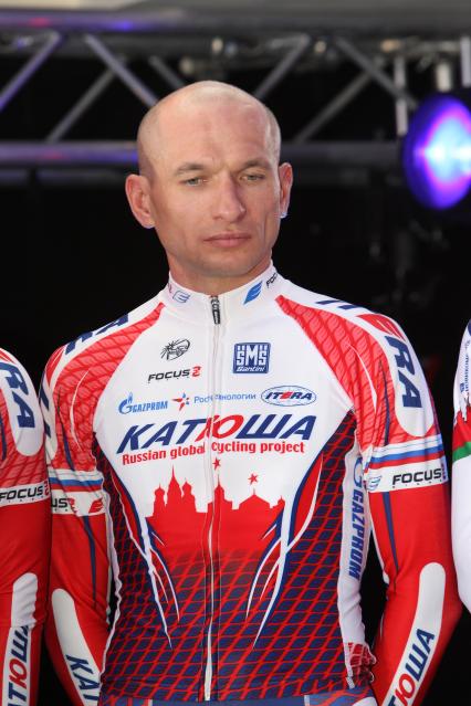 26 января 2011. Россия. Москва. Участник команды сезона 2011 Сергей Иванов на презентации команды национального российского велопроекта Катюша Общероссийского проекта развития велосипедного спорта.