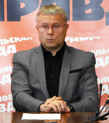 Российский предприниматель, бизнесмен Александр Лебедев на пресс-конференции в КП. 26 февраля 2008 года.