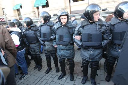 31 марта 2011 года. Россия,  Москва. Митинг оппозиции с Триумфальной площади на Пушкинскую.