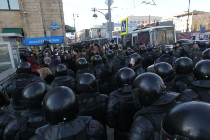 31 марта 2011 года. Россия,  Москва. Митинг оппозиции с Триумфальной площади на Пушкинскую.