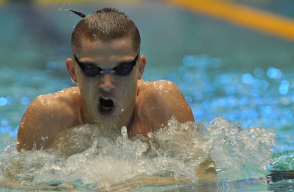 Сергей Стрельников 19 апреля 2011. Открытый чемпионат России по плаванию 2011 в спорткомплексе Олимпийский. фото Сергей Шахиджанян