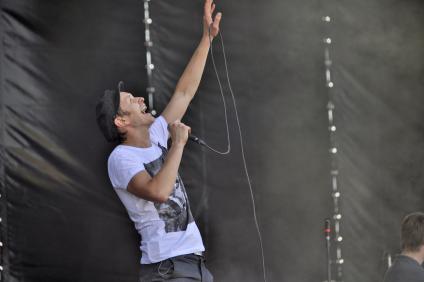 Ренарс Кауперс, солист латвийской группы Брейнсторм (Breinstorm). Выступление на фестивале Мaxidrom-2011 в Тушино. 28 мая 2011 г.