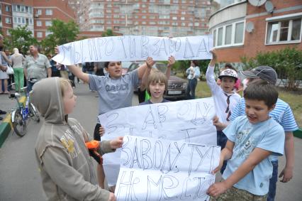 Митинг жильцов микрорайона Жулебино против строительства снегоплавилки, Москва, Плакат, протест.  8 июня 2011 года