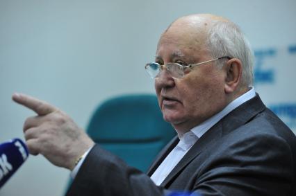 Михаил Горбачев бывший президент СССР и генеральный секретарь ЦК КПСС на пресс-конференции в INTERFAX. 17 августа 2011.
