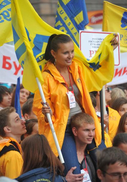 Парад московского студенчества во время праздничных мероприятий, посвященных Дню города. 4 сентября  2011 года.