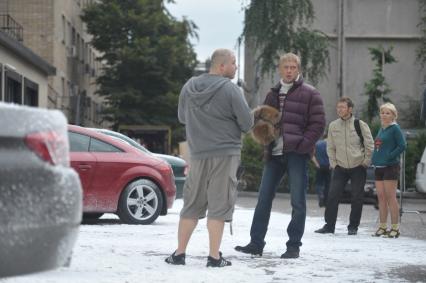 Актер Сергей Светлаков на съемочной площадке кинофильма ЕЛКИ-2. 2 сентября 2011 года.