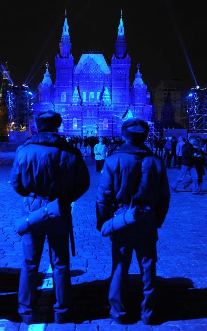 Москва. Старт первого Московского международного фестиваля  КРУГ СВЕТА. На снимке: Государственный исторический музей расположенный на Красной площади. 23 октября 2011 г.