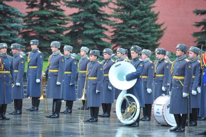 Увольнение в запас военнослужащих Президентского (Кремлевского) полка. На снимке: военные музыканты. 21 октября 2011 года.