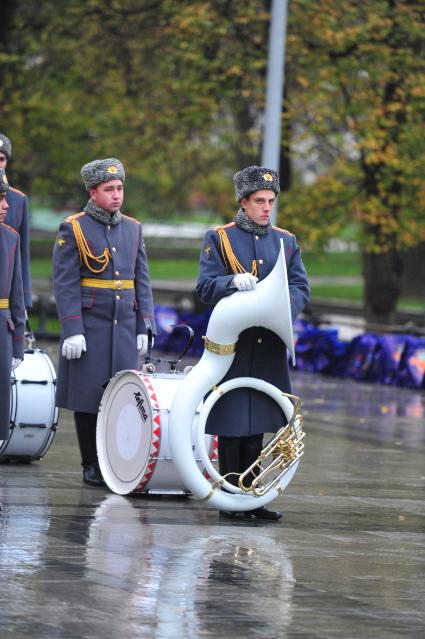 Увольнение в запас военнослужащих Президентского (Кремлевского) полка. На снимке: военные музыканты. 21 октября 2011 года.