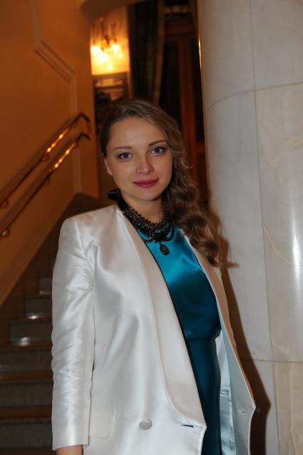 Церемония вручения премии ЖЕНЩИНА ГОДА ЖУРНАЛА GLAMOUR 2011. На снимке: актриса Екатерина Вилкова. 17 ноября 2011 года.