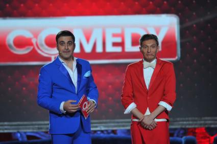 Comedy Club вручил новогодние награды. На снимке: резиденты COMEDY CLUB Гарик Мартиросян и Павел Воля. 07 декабря 2011 года.