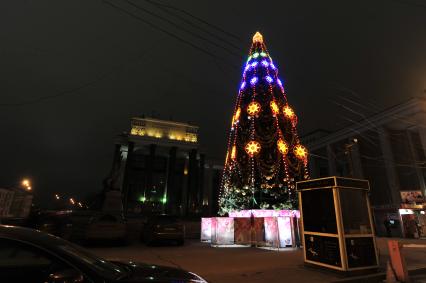 Ель возле библиотеки им.Ленина. 19 декабря 2011 года.