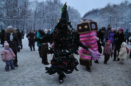 Парк \"Сокольники\". Зимние развлечения.  Москва. 09 января 2012 года.