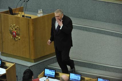 Первое пленарное заседание Госдумы РФ шестого созыва. На снимке: лидер Либерально-демократической партии России (ЛДПР) Владимир Жириновский. 21 декабря 2011 года.
