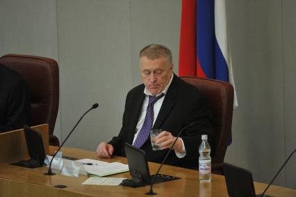 Первое пленарное заседание Госдумы РФ шестого созыва. На снимке: лидер Либерально-демократической партии России (ЛДПР) Владимир Жириновский. 21 декабря 2011 года.