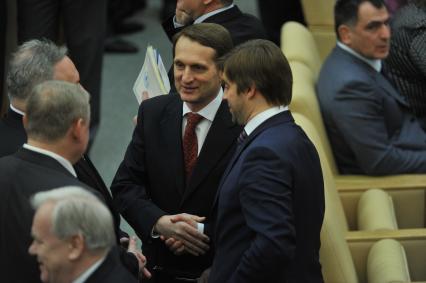 Сергей Нарышкин, избранный председателем Госдумы РФ на первом пленарном заседании Государственной Думы РФ шестого созыва. 21 декабря 2011 года.