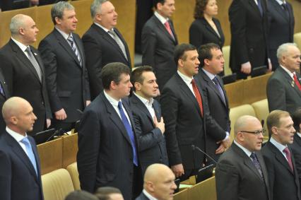 Первое пленарное заседание Госдумы РФ шестого созыва. На снимке: депутат госдумы от ЛДПР Дмитрий Носов. 21 декабря 2011 года.