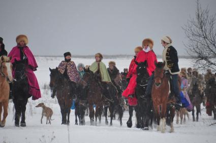 Реконструкция большой псовой охоты в Подмосковье. Можайск. 21 января 2012 года.