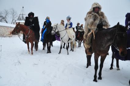 Реконструкция большой псовой охоты в Подмосковье. Можайск. 21 января 2012 года.