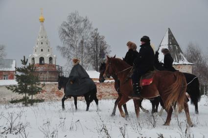 Реконструкция большой псовой охоты в Подмосковье. Можайск. 21 января 2012 года.