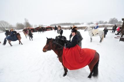 Реконструкция большой псовой охоты в Подмосковье. Можайск. 21 января 2012 года.