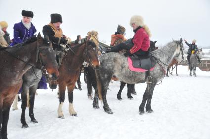 Реконструкция большой псовой охоты в Подмосковье. Можайск. 21 января 2012 года.