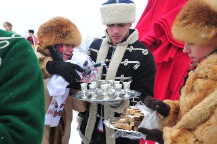 Реконструкция большой псовой охоты в Подмосковье. Можайск. 21 января 2012 года.