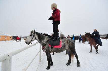 Реконструкция большой псовой охоты в Подмосковье. Можайск. 21 января 2012 года.