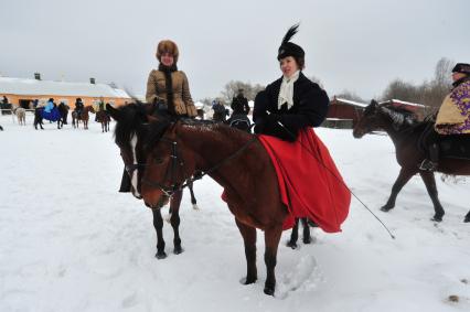 Реконструкция большой псовой охоты в Подмосковье. Можайск. 21 января 2012 года.