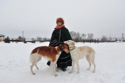Реконструкция большой псовой охоты в Подмосковье. Можайск. 21 января 2012 года.