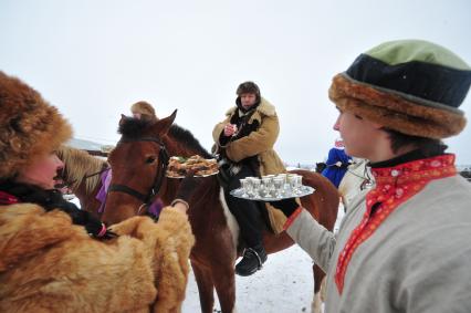 Реконструкция большой псовой охоты в Подмосковье. Можайск. 21 января 2012 года.