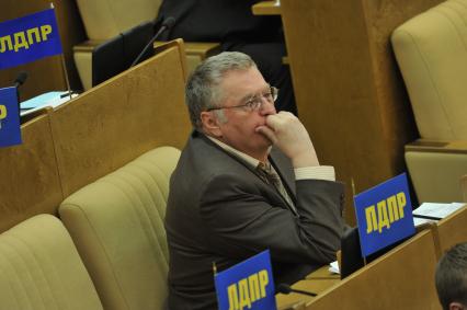 Пленарное заседание Госдумы. На снимке: лидер ЛДПР Владимир Жириновский. 27 января 2012 года.