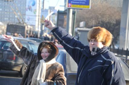 В Москве на Садовом кольце прошел автопробег  ЗА ЧЕСТНЫЕ ВЫБОРЫ. 29 января 2012