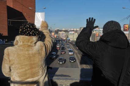 В Москве на Садовом кольце прошел автопробег  ЗА ЧЕСТНЫЕ ВЫБОРЫ. 29 января 2012