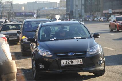 В Москве на Садовом кольце прошел автопробег  ЗА ЧЕСТНЫЕ ВЫБОРЫ. 29 января 2012