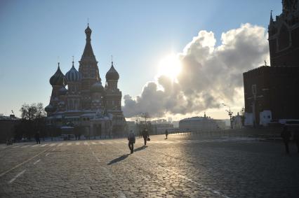 Красная площадь в морозный зимний день. 27 января 2012 года.